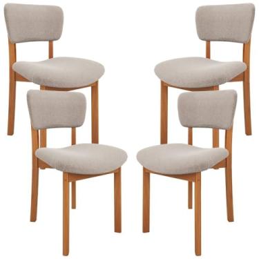 Imagem de Kit 04 Cadeiras Para Sala de Jantar Cozinha Living Estofada Dara L02 Bouclê Creme - Lyam Decor