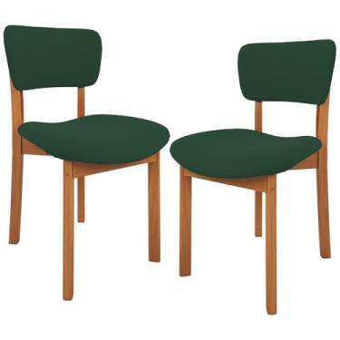 Imagem de Kit 02 Cadeiras Para Sala de Jantar Cozinha Living Estofada Dara L02 Suede Verde Musgo - Lyam Decor