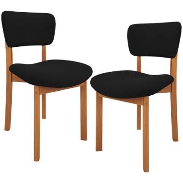 Imagem de Kit 02 Cadeiras Para Sala de Jantar Cozinha Living Estofada Dara L02 Bouclê Preto - Lyam Decor