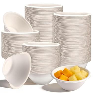 Imagem de Cmkura 200 tigelas descartáveis biodegradáveis de cana de açúcar de 227 g tigelas de papel descartáveis tigelas de sopa compostáveis para salada, sopa quente, macarrão e sobremesa, branco