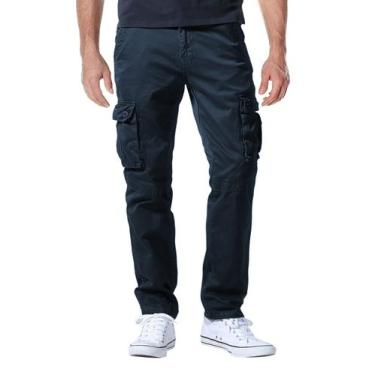 Imagem de Pantalones Cargo Match para Hombre Casual al Aire Libre Trabajo Azul
