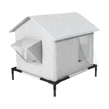 Imagem de IEUDNS Casinha para gatos de rua, às intempéries e ao vento, abrigo quente para gatos selvagens com pés elevados para jardim, pátio e área