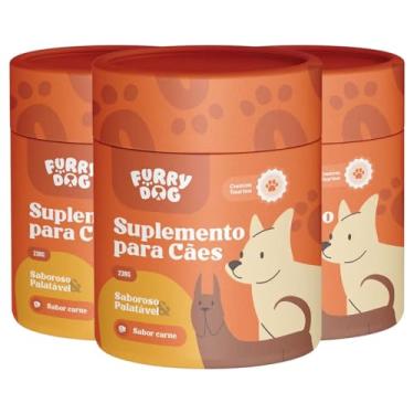 Imagem de Suplemento Vitamínico para Cachorro FURRY DOG – Saboroso e Palatável com Ômega 3 e 6, Condroitina e Taurina – Apoio às Articulações, Imunidade e Energia, Pelo e Derme 230g – 3 UN