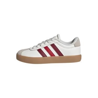 Imagem de adidas Tênis infantil Vl Court 3.0, Branco/vinho universitário/Wonder Alumina, 11.5 Little Kid