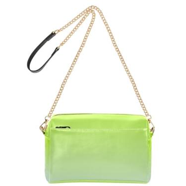Imagem de Joitme Bolsa feminina transversal para celular linda bolsa de ombro de couro PU alça de corrente verde limão elegante azul gradiente