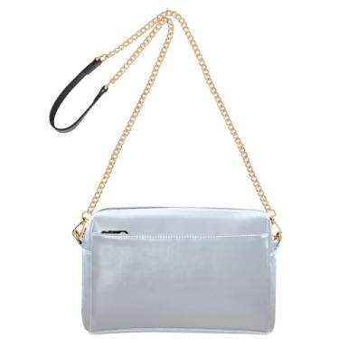 Imagem de Joitme Bolsa feminina transversal para celular com alça de corrente de couro PU bolsa de ombro elegante azul cinza escuro gradiente