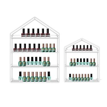 Imagem de Prateleiras de metal para guardar esmaltes de parede prateleira de esmalte de metal de 3/4 camadas prateleira de esmalte de óleo essencial, loja de salão de unhas, prateleira de ferro para exibição de