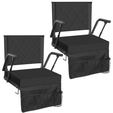 Imagem de Sheenive Assentos de estádio extra largos para arquibancadas com suporte para as costas - leve, durável e dobrável com apoios de braço - acolchoamento de 7 cm alivia a dormência do quadril e reduz a