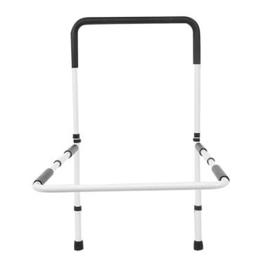 Imagem de Dioche Alça Auxiliar de Trilho Cama Barra Apoio Segurança Ajustável Com Almofadas Espuma Antiderrapantes Estrutura Aço Resistente para Idosos e Feridos Preto Branco
