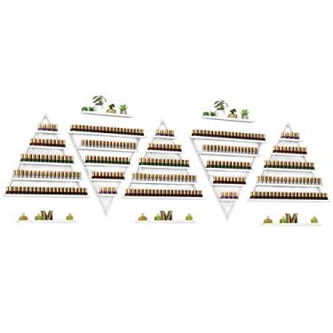 Imagem de Prateleira de metal para esmalte de parede, prateleira de esmalte de metal, 5 camadas, prateleira de exibição de óleo essencial, loja de salão de unhas, ferro para pendurar na parede, triângulo