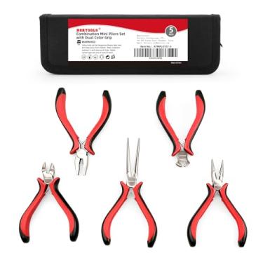 Imagem de Conjunto de mini alicates de combinação NORTOOLS 5 peças com ferramentas de corte de aderência de duas cores para joias artesanais mecânicas de trabalho pequeno reparo de eletrônicos