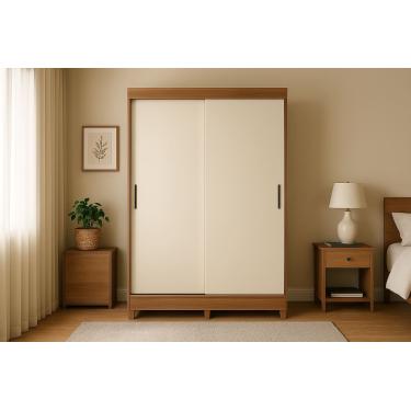 Imagem de Guarda-Roupa Solteiro Santos Andirá Fit 2 Portas de Correr 2 Gavetas Internas MDP - 106,6 cm de Largura