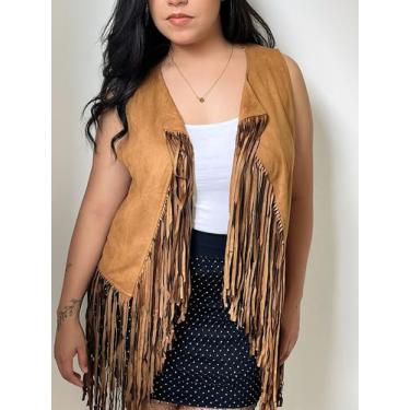 Imagem de T0139-Colete Feminino Festa Carnaval Franja Liso Rodeio Country Boho C