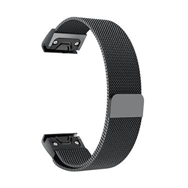 Imagem de MGTCAR 26 22 20mm Easy Fit Milanese Loop Pulseira de Liberação Rápida para Garmin Fenix 7 7X 7S 5X 5 5S 3 3HR Forerunner 935 Pulseira Magnética (Cor: Preto, Tamanho: Fenix 7X)
