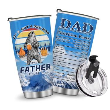 Imagem de Garrafa de água copos isolados de viagem caneca de café pai estilo cerveja presentes para Natal, aniversário, dia das crianças, presente de aniversário de metal quente e frio, 590 ml, alça masculina