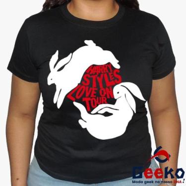 Imagem de Baby Look Harry Styles 100% Algodão - Love On Tour - Pop - Geeko, Pret