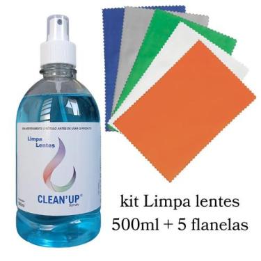 Imagem de Kit Limpa Lentes CleanUp 500ml Para Óculos Celular Computador Tablet +