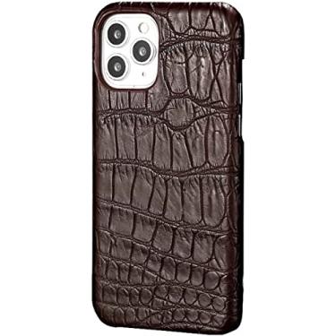 Imagem de ZEDEVB Capa de telefone luxuosa de couro de crocodilo, para Apple iPhone 14 Plus (2022) capa de telefone traseira de jacaré de 6,7 polegadas com forro de flocagem (cor: marrom)
