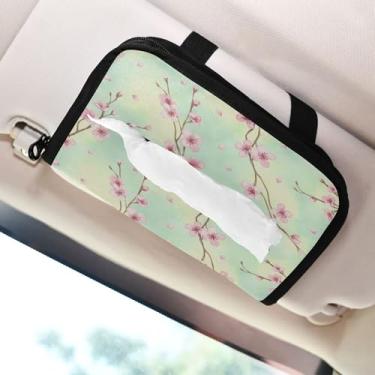 Imagem de SEHANY Porta-lenços de papel de carro floral fofo colorido, caixa de lenços para carro, viseira solar, porta-guardanapos retangular, dispensador de máscara de carro, caixa de lenços para veículos