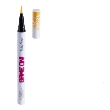 Imagem de Delineador Líquido Colorido Ruby Rose Game On! Traço Preciso Copa do Mundo Make Carnaval (Delineador Amarelo)