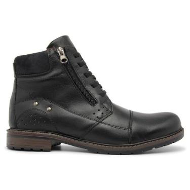 Imagem de Bota Coturno Masculina Botina Em Couro Macio E Resistente Urbano Motoq