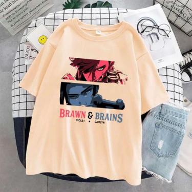 Imagem de Camiseta Arcane Vi Caitlyn Unissex, Creme, XG babylook