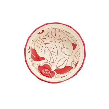 Imagem de Tigela de arroz de cerâmica festiva vermelha para casamento doméstico - tigela de 12,7 cm (monocromática)