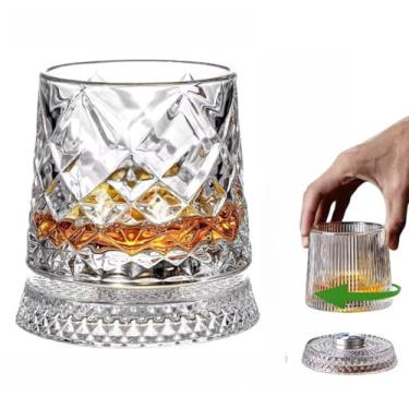 Imagem de FABEILAI Presentes masculinos de dia dos namorados para ele, copo de vidro antiquado giratório, copo de uísque de cristal de 260 ml/283.5 g para bebidas escocesas, bourbon, licores e coquetéis