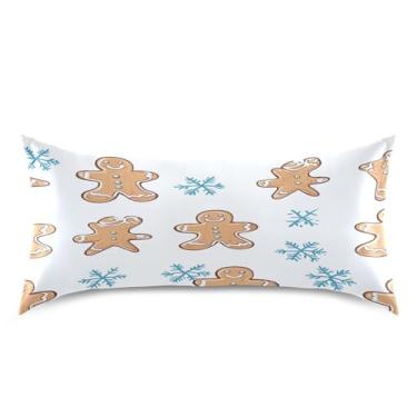 Imagem de Blueangle Fronha de cetim de biscoito de gengibre para cabelo e pele, fronha de seda, tamanho king (50,8 x 101,6 cm) - Capas de almofada de cetim com fecho de envelope (280)