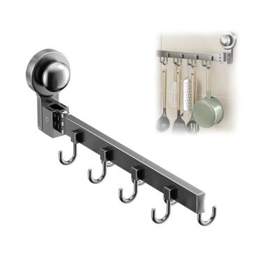 Imagem de ANIS·KEAAR 1 trilho de cozinha rotativo com 8 ganchos – suporte de utensílio sem broca, rack para pendurar panela/panela para geladeira, armário, parede lisa, grelha (serve para toalha, colher