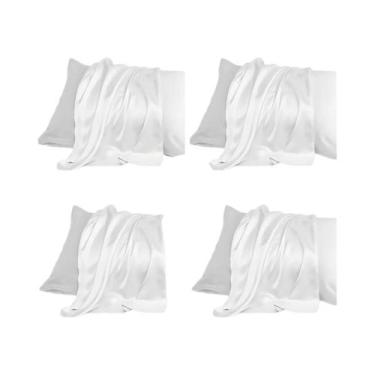 Imagem de Fronhas De Cetim Para Cabelo E Pele 4PCS Macias Suaves Respiráveis - N