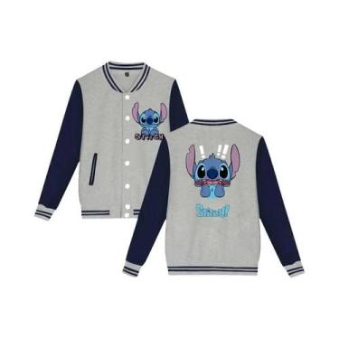 Imagem de Jaqueta De Moletom Unissex Infantil Y2K Disney Stitch Estilo Baseball 