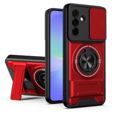 Imagem de SORAKA Capa para Samsung Galaxy A36 5G com suporte,proteção de lente com janela e capa dupla de PC e TPU compatível com suporte magnético para carro