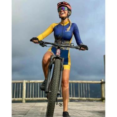 Imagem de Macacão De Ciclismo Feminino De Manga Longa Com Estampa De Macaco Xama