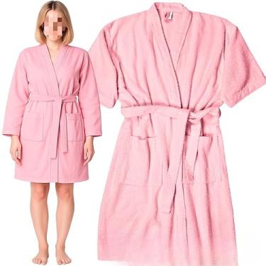 Imagem de Roupão de Banho Unissex 100% Algodão Atoalhado – Tamanho Único 38-48, Seca Bem para Piscina, Natação, Judo e Casa (ROSA BEBE PERFUME,UNICO - VESTE 38 AO 48)