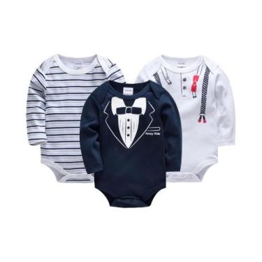 Imagem de Macacão De Algodão Para Bebês Meninos Recém-Nascidos, Body De Manga Lo