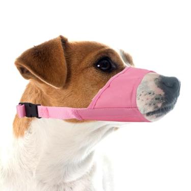 Imagem de Focinheira para cães pequenos, confortável, ajustável, anti-mordida, cobertura de boca de filhote de cachorro para chihuahua Poodles visitas veterinárias evita mordidas mastigáveis e latidos (rosa)