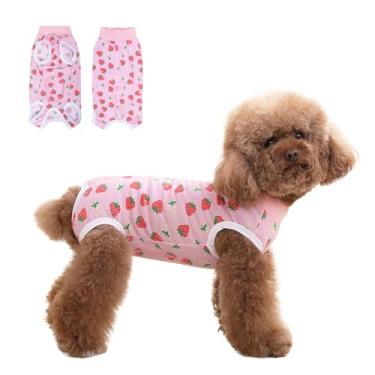 Imagem de DoggieKit Traje de recuperação de cirurgia para cães, macacão cirúrgico para fêmeas, castres masculinos, neutro, body macio antilamber, camisa de pijama após a cirurgia, coleira eletrônica e