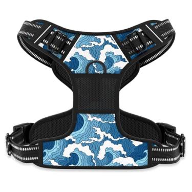 Imagem de Rnivvi Peitoral para cães sem puxão, lindo peitoral refletivo de tamanho grande, colete acolchoado macio ajustável para cães grandes, colete resistente para animais de estimação com alça de controle