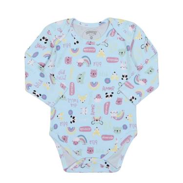 Imagem de Body Bebê Menina Manga Longa Algodão Bosque Azul Alakazoo-Feminino