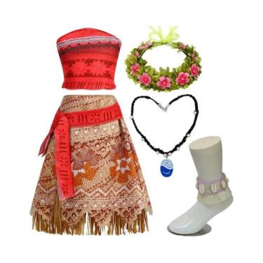 Imagem de Fantasia De Princesa Vaiana Da Moana Para Meninas, Roupa De Carnaval, 