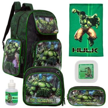 Imagem de Kit Mochila Escolar Infantil Incrivel Hulk Costas com 6 Pçs - TOYS 2U