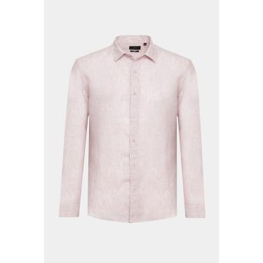 Imagem de Camisa Manga Longa Move Slim em Linho Irlandês Rosa Claro-Masculino