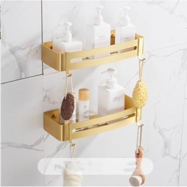 Imagem de 3FLQOOPP Conjunto de acessórios de banheiro prateleira de canto dourado escovado, toalheiro, suporte de papel para cabide de toalha, suporte de escova de banheiro, conjuntos de ferragens de banheiro