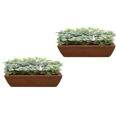 Imagem de jogo de 2 Vasos Decorativo Jardineira Floreira Horta Polietileno 64cm (MARROM)