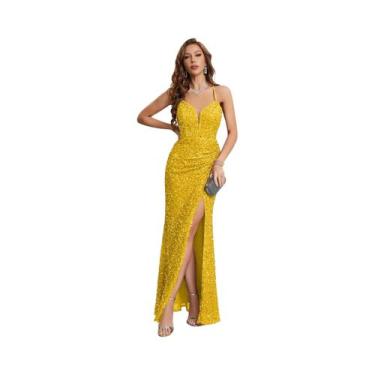 Imagem de Vestido feminino Unithorse com lantejoulas e coxa dividida, BR-G3, Ama