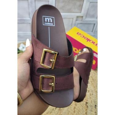 Imagem de Sandália Feminina Moleca Slide Anatômica com Tiras e Fivelas, Chocolat