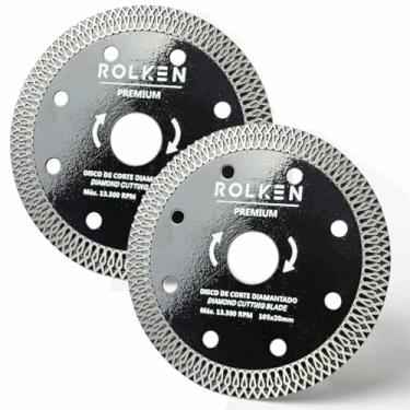 Imagem de Kit 2 Disco Diamantado Corte Turbo Pisos Porcelanato Fino Preciso Esmerilhadeira Serra Mármore 105x20