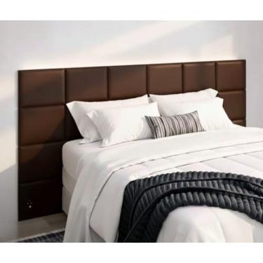 Imagem de Cabeceira de Cama Box Adesiva Estofada 40x30 cm Modular em Suede para Quarto Casal Queen King(MARROM CAFÉ,10 PLACAS - CAMA CASAL KING)