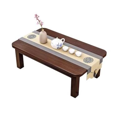 Imagem de Mesa de café japonesa de bambu Kotatsu mesa de meditação portátil, mesa de chá de fazenda mesa baixa para sentar no chão, para jantar e práticas espirituais (cor: cor nogueira, tamanho: